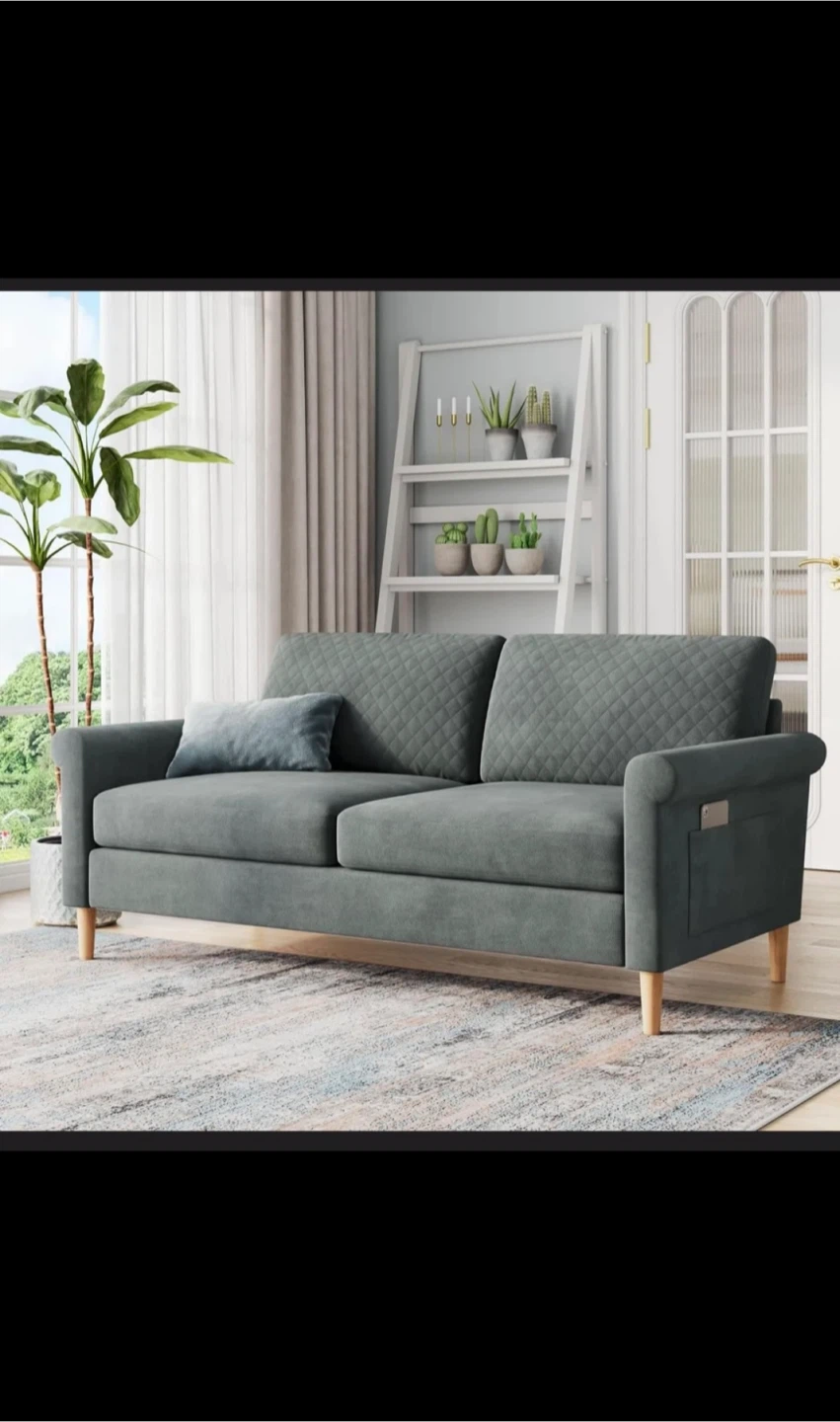 Dark Grey Sofa with Quilted Cushions- Tool Free Assembly
