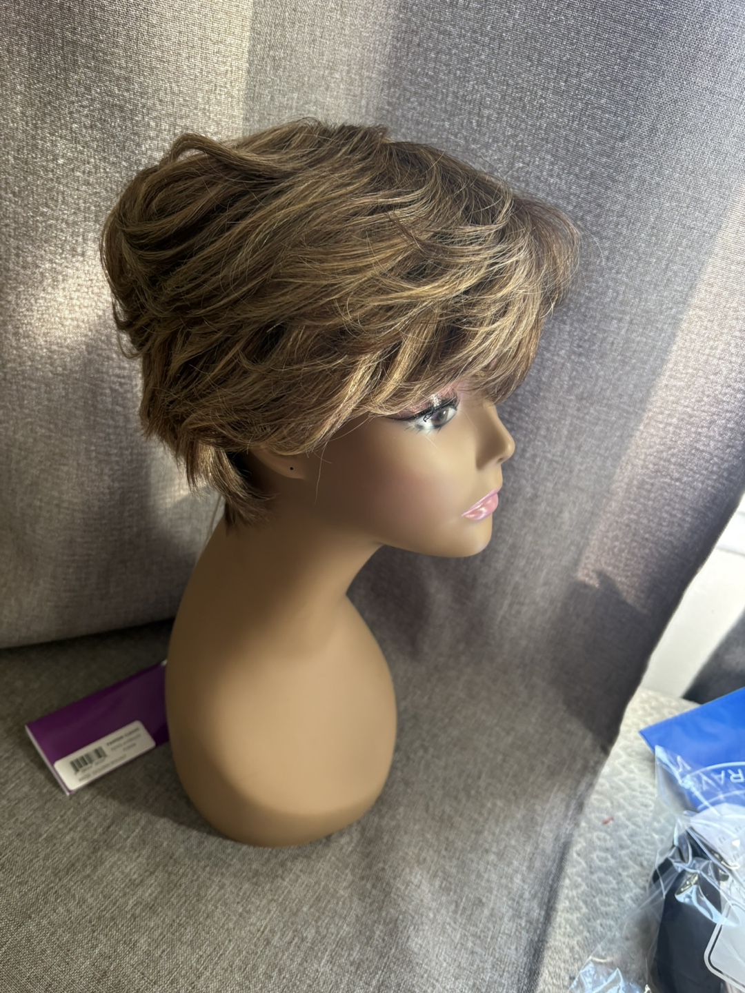 Short Wig - Blonde & Brown Highlights