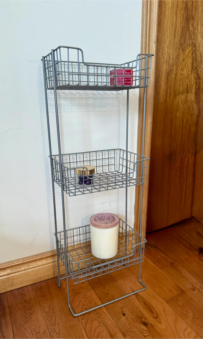 Grey Metal 3-Tier Wire Storage Shelf Organizer