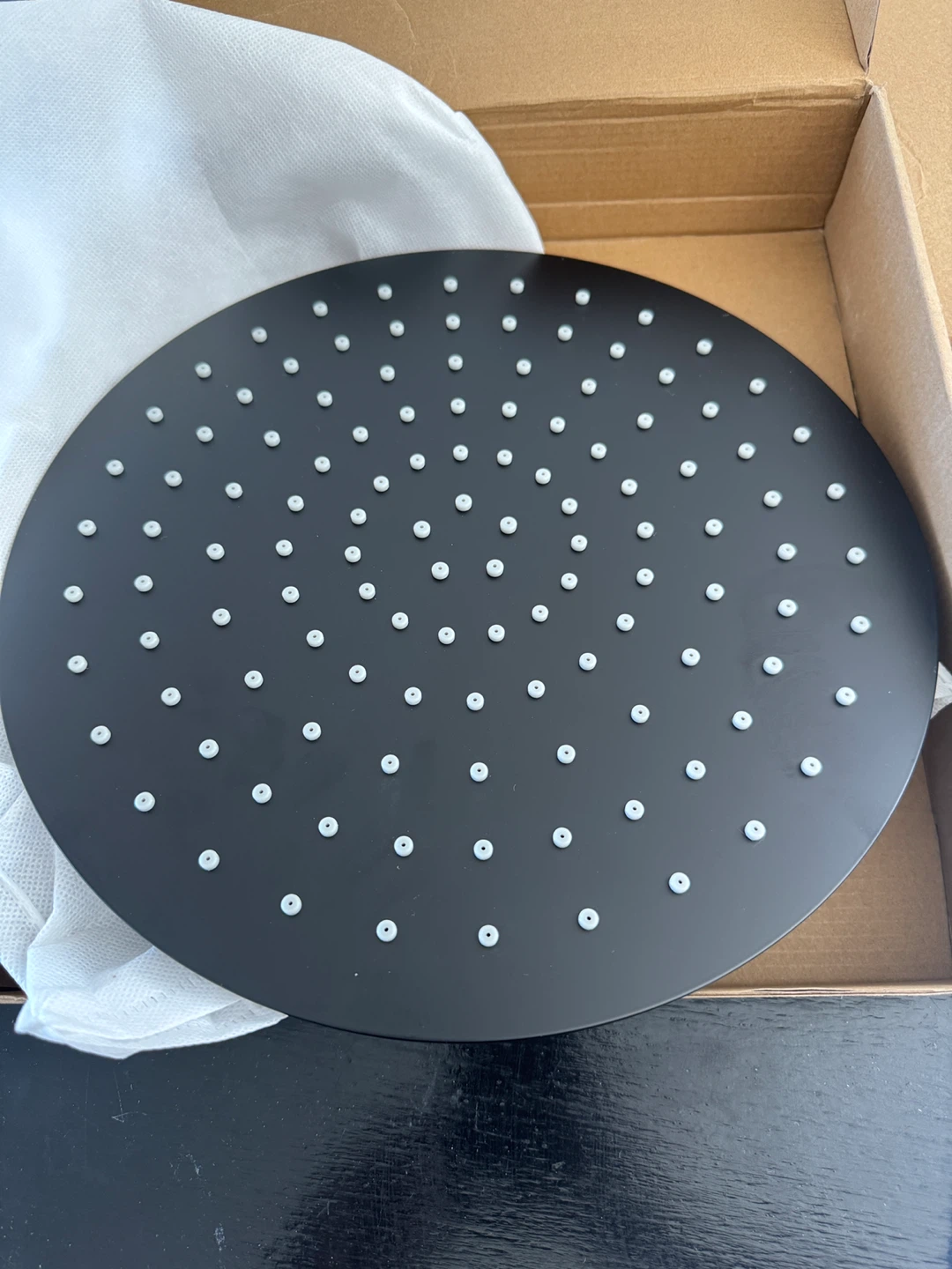 12" Round Rain Shower Head - Black