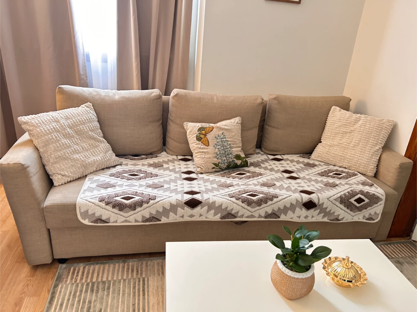 IKEA Beige Fabric Sofa – Clean, Comfortable - photo 2