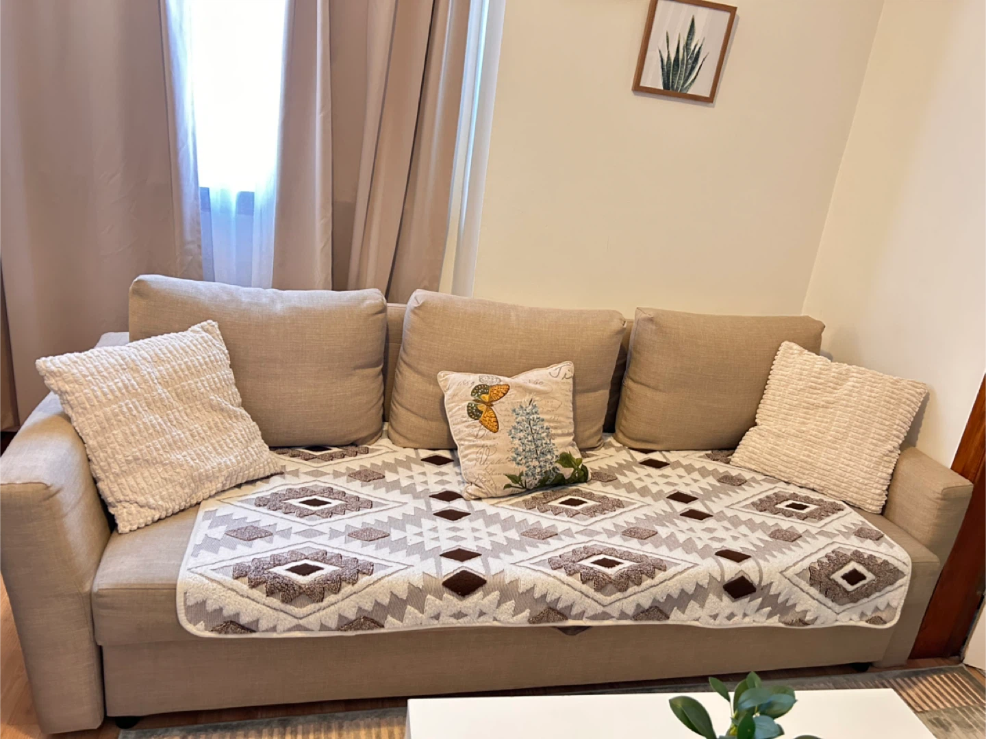 IKEA Beige Fabric Sofa – Clean, Comfortable - photo 3