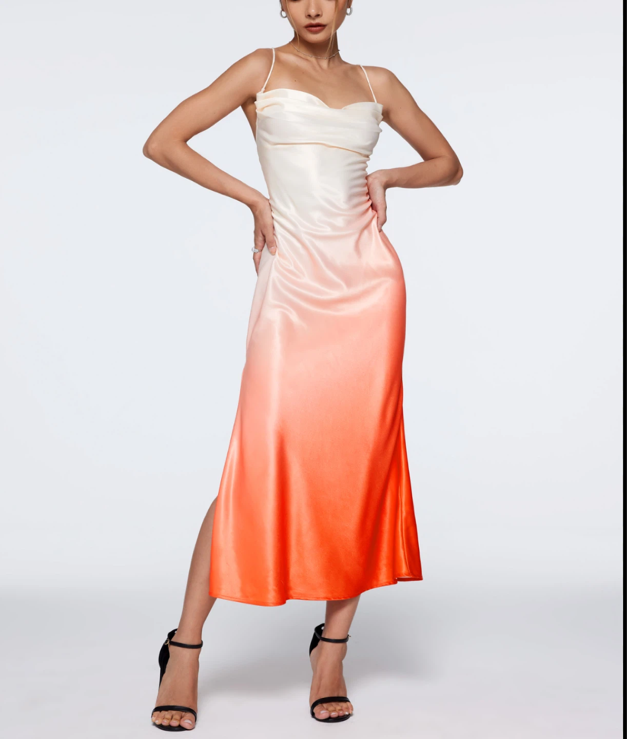 Ombre Silk orange Dress NEW