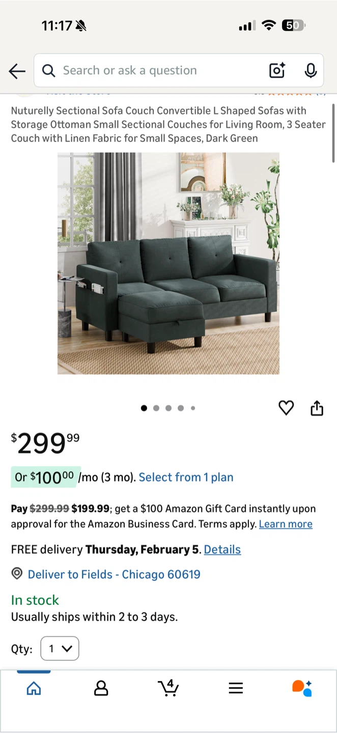 Nuturelly Sectional Sofa with Storage Ottoman - Dark Green - photo 5