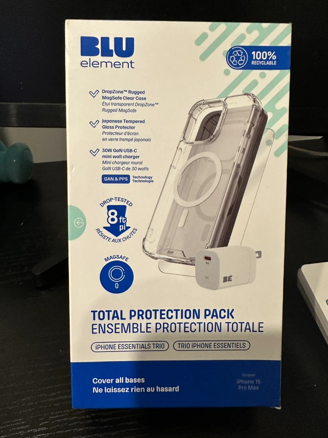 BLUelement iPhone 15 Pro Max Clear MagSafe Case & Charger