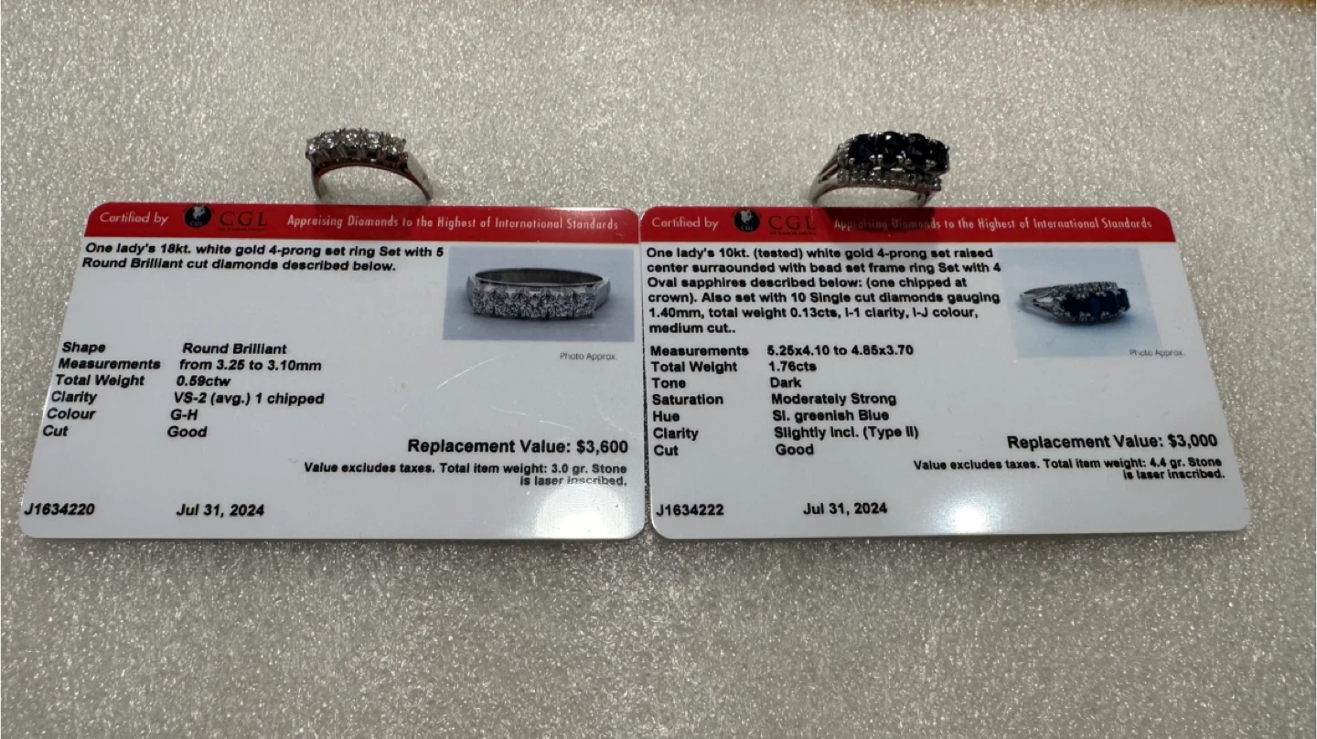 18kt white gold sapphire and diamond ring set certified at $6600 - photo 4