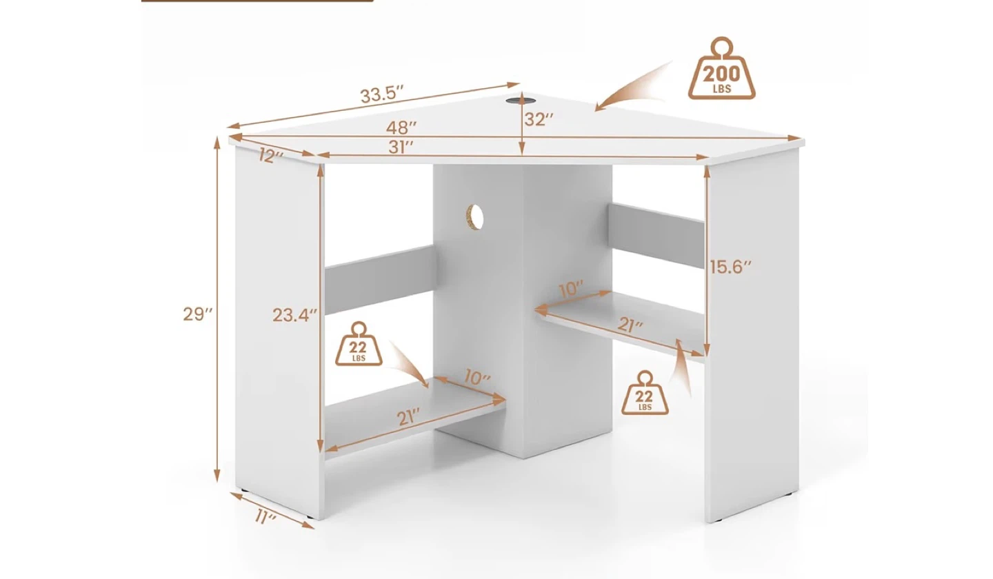 White Corner Computer Desk