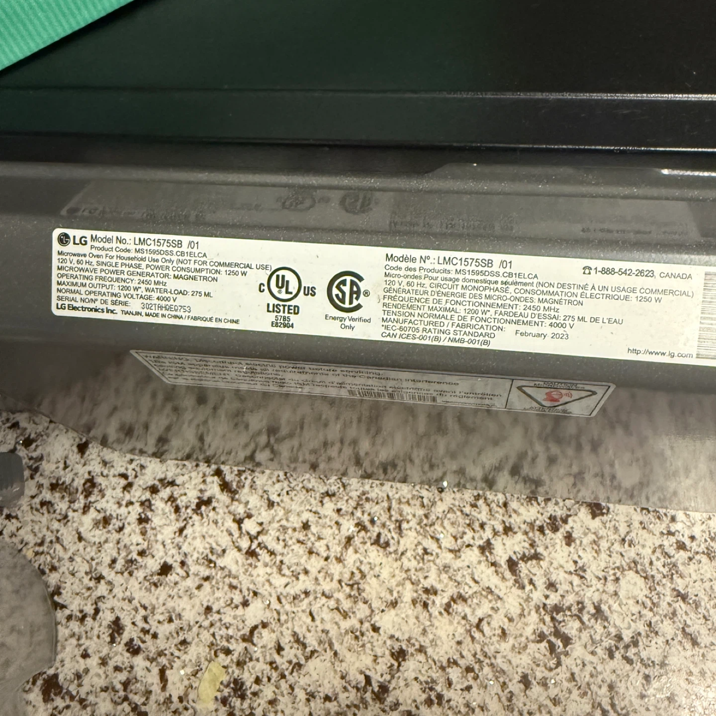 LG Microwave Oven LMC1575SB - photo 4