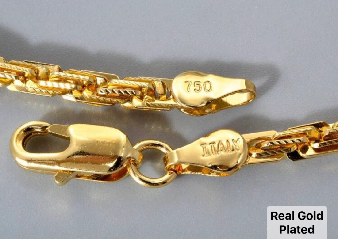 Gold Plated Chain Necklace - "ITALY" & "750" Stamp - photo 3