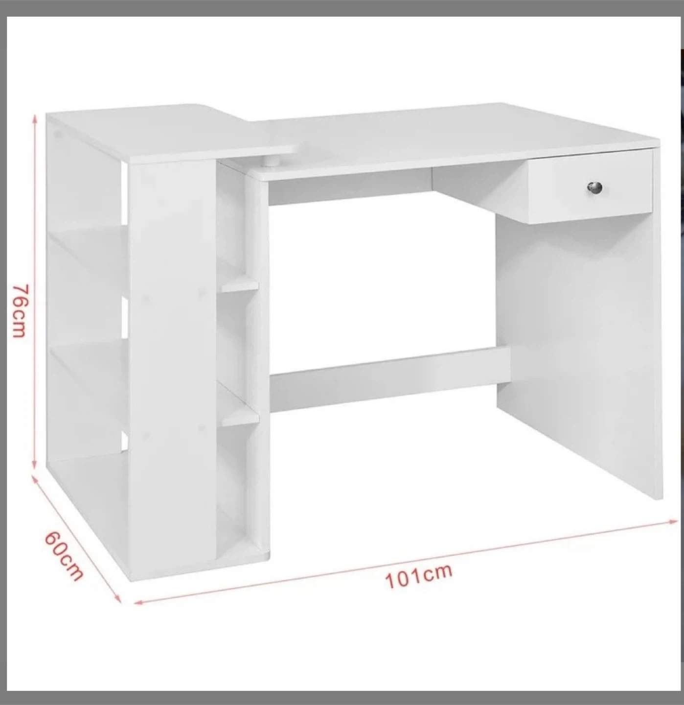 Sobuy White Desk with Shelves and Drawer