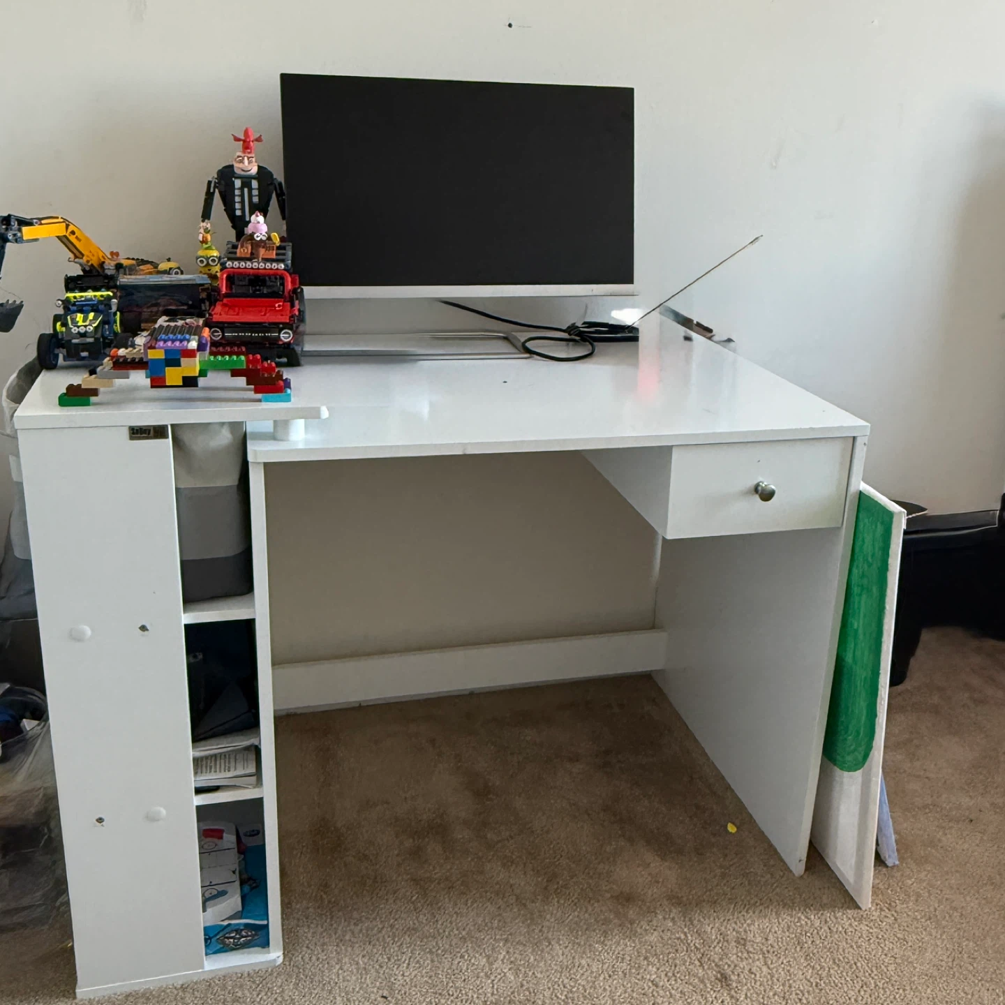 Sobuy White Desk with Shelves and Drawer - photo 2