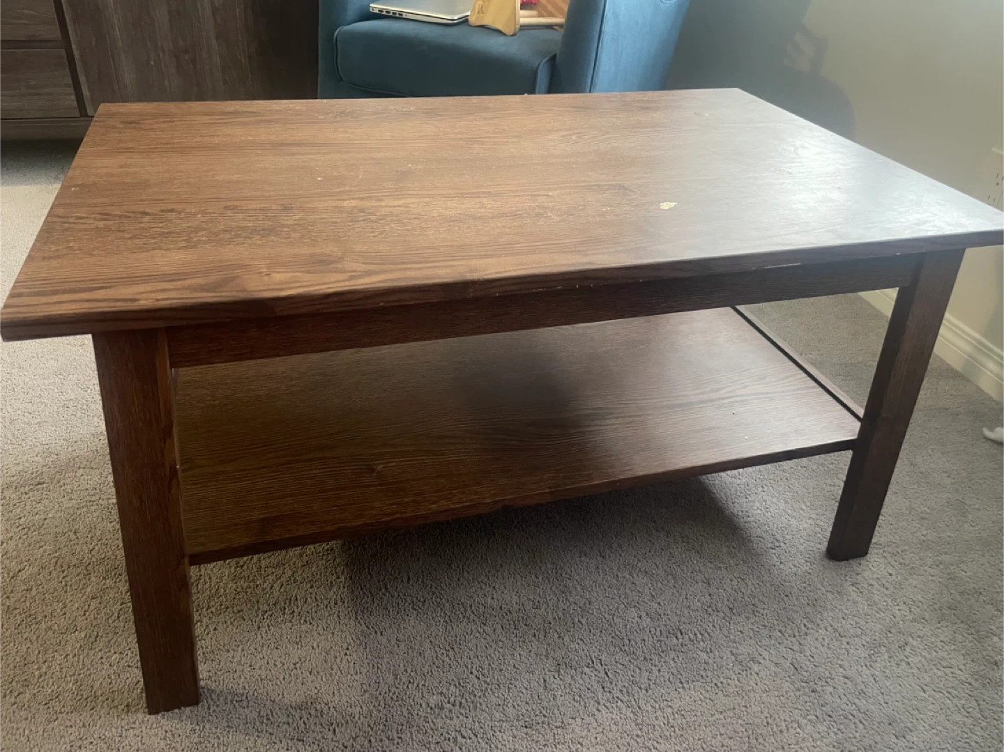 Wooden Coffee Table with Shelf - photo 2