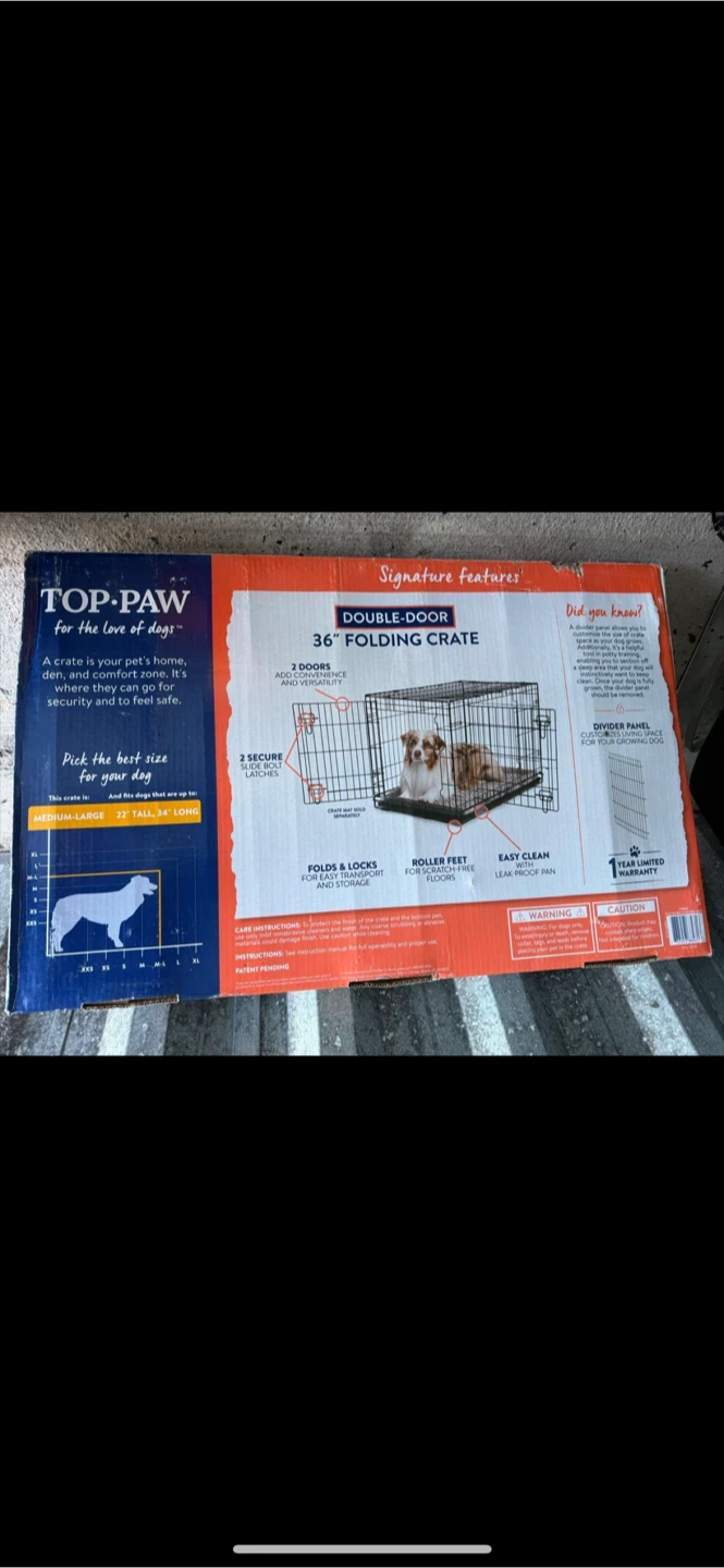 Top-Paw 36" Double-Door Folding Dog Crate - photo 2