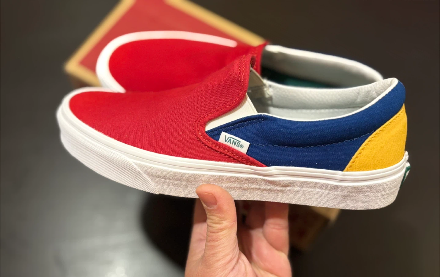 Vans Classic Slip-On Shoes (Yacht Club)Red Blue Yellow Size 9