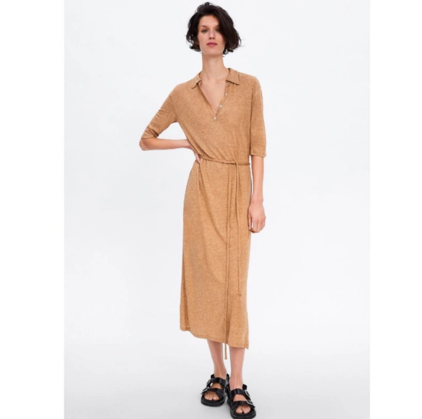 ZARA Women's Button Neck Midi Dress Small