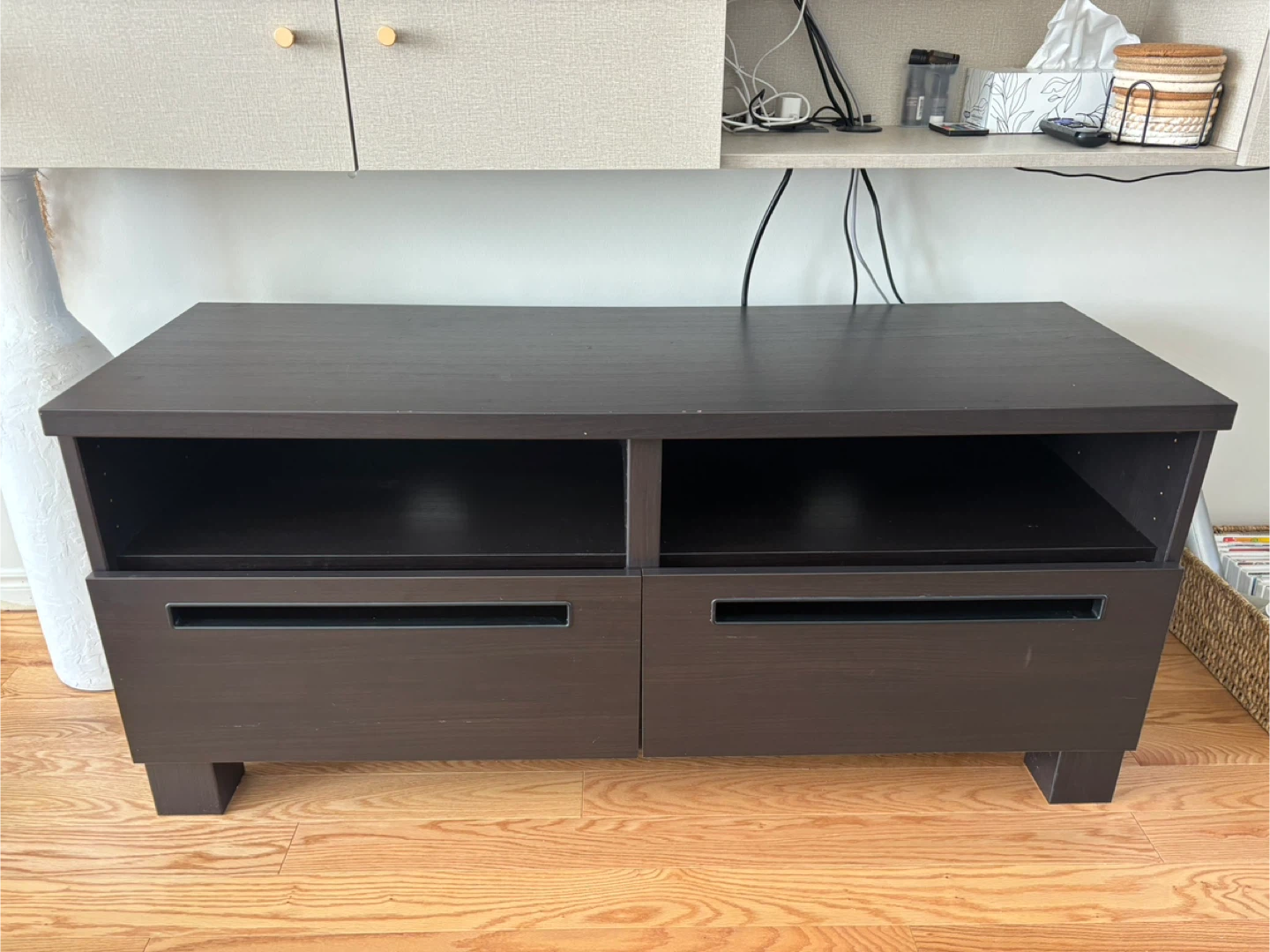 Dark Brown TV Stand with Drawers