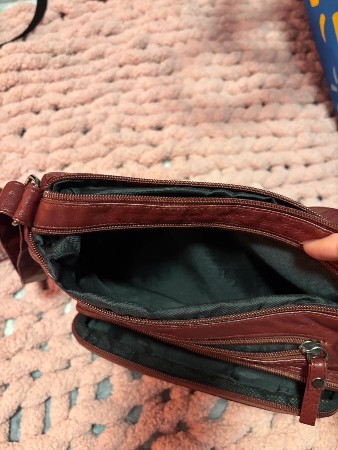 Maroon Faux Leather Crossbody Bag - photo 4