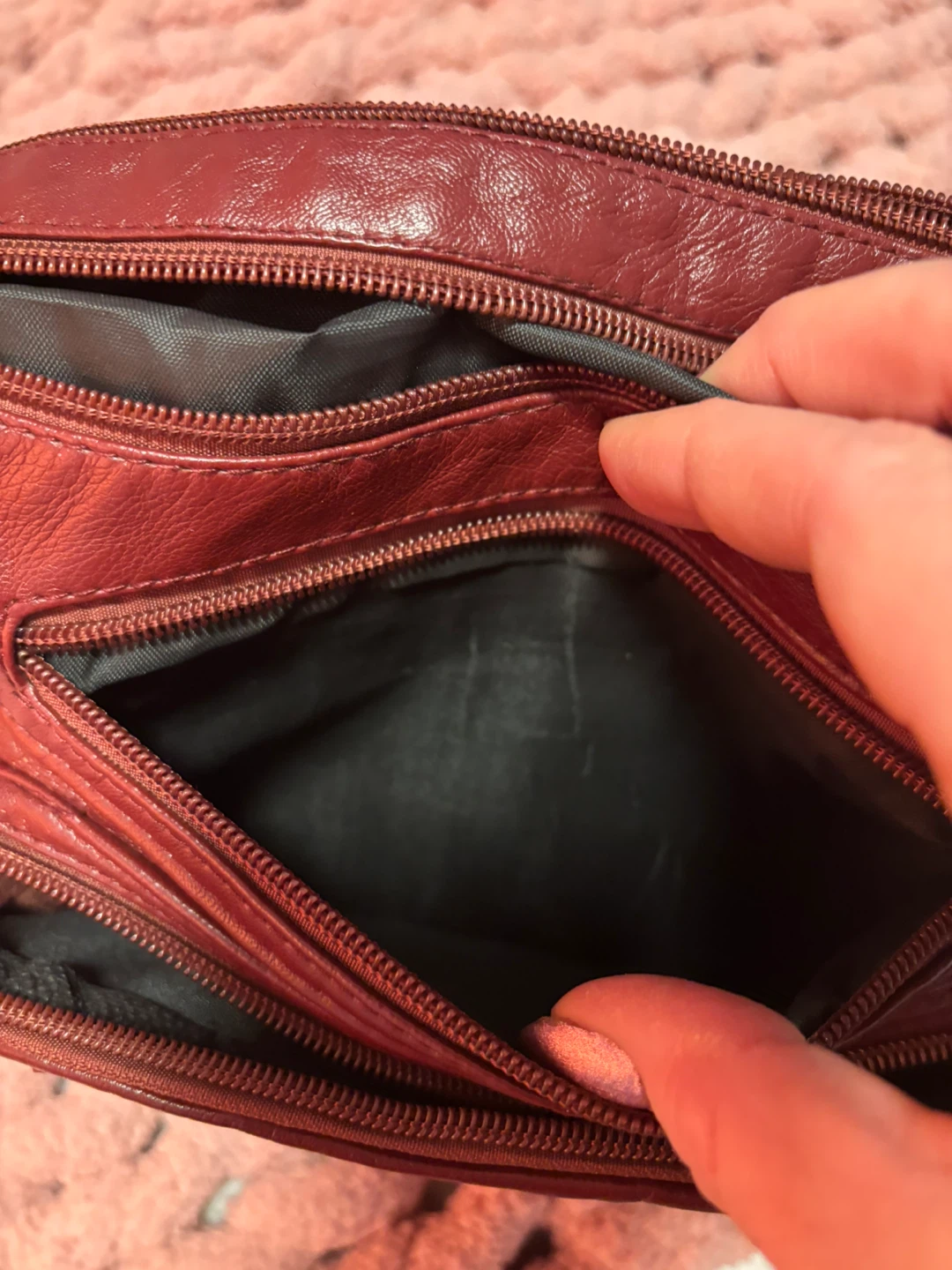 Maroon Faux Leather Crossbody Bag - photo 3