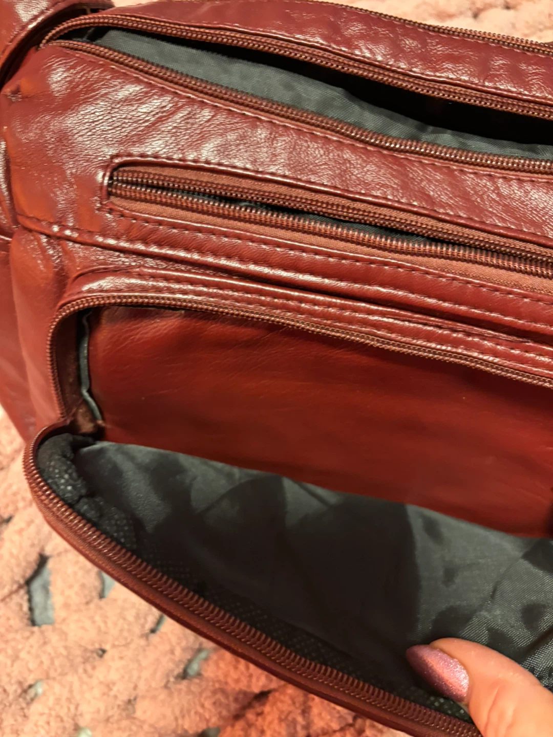 Maroon Faux Leather Crossbody Bag - photo 2
