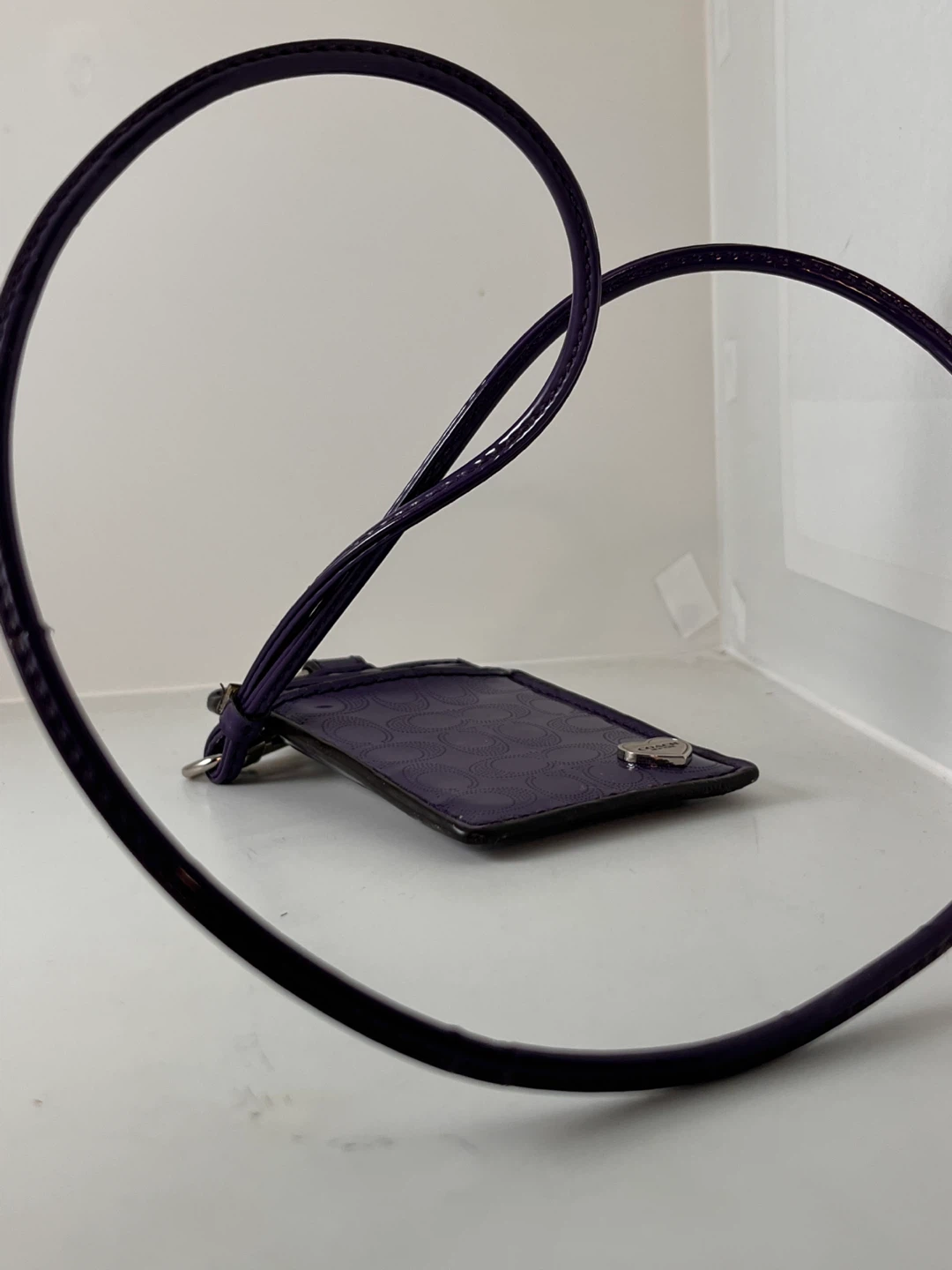Coach Purple Patent Leather Card Holder with Strap - photo 3