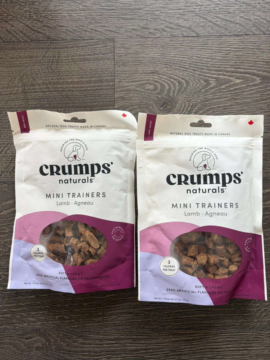 Crumps dog treats mini trainers