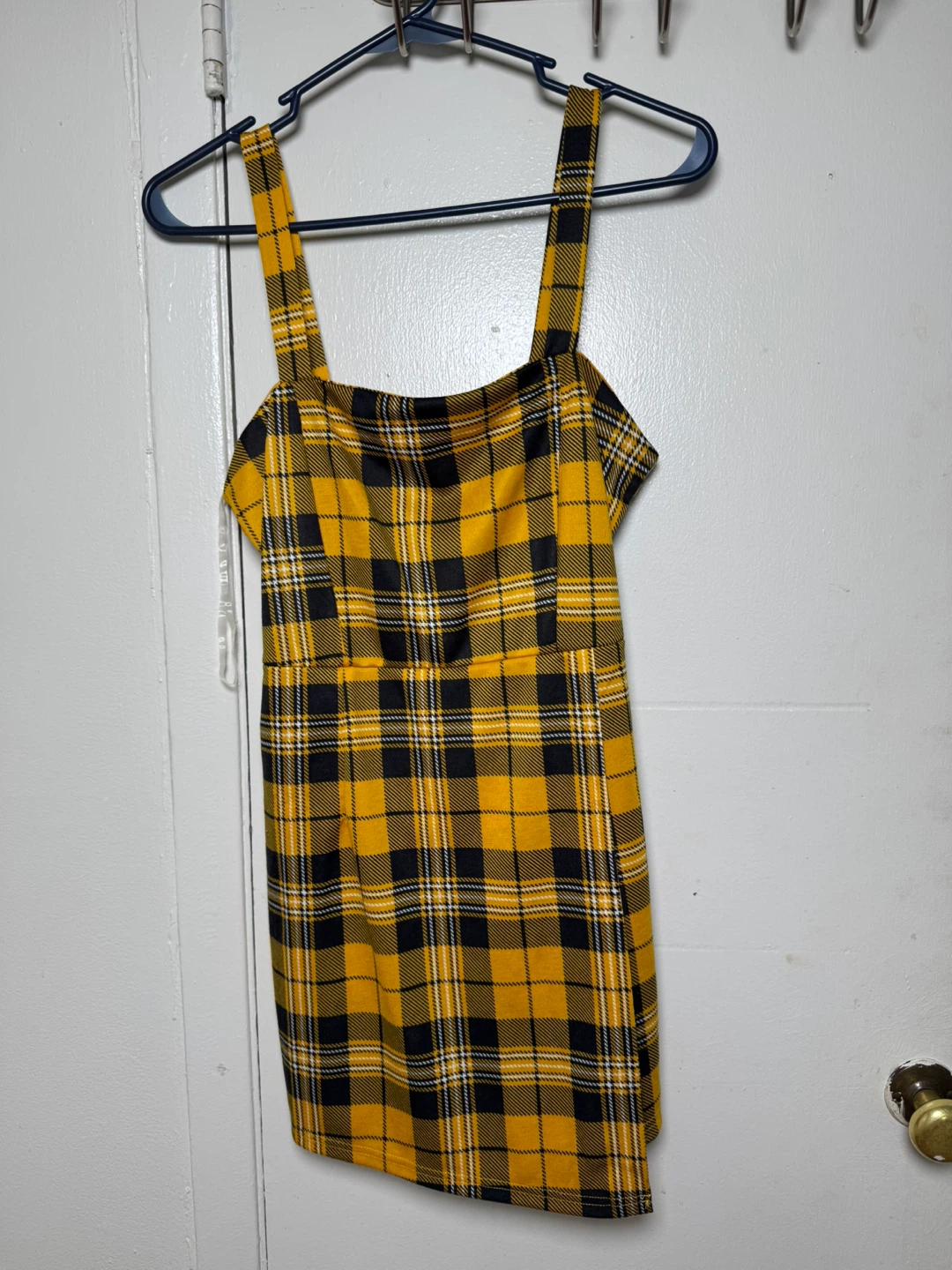 Yellow Plaid Pinafore Dress