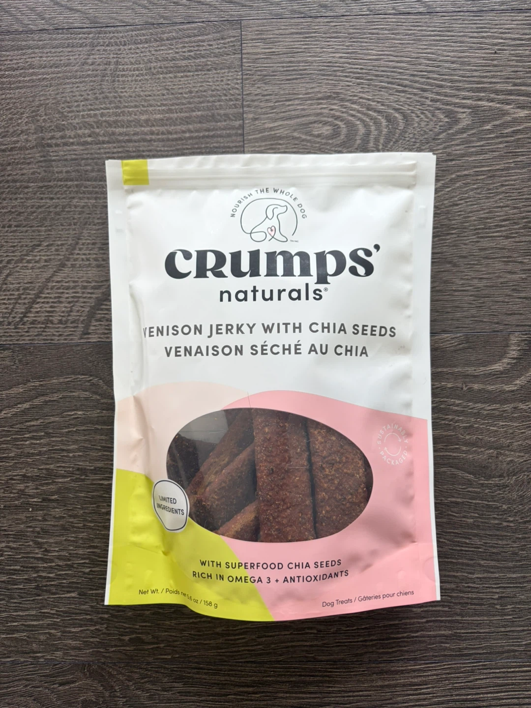 Crumps Naturals Venison Jerky with Chia Seeds Dog Treats 5.6 oz