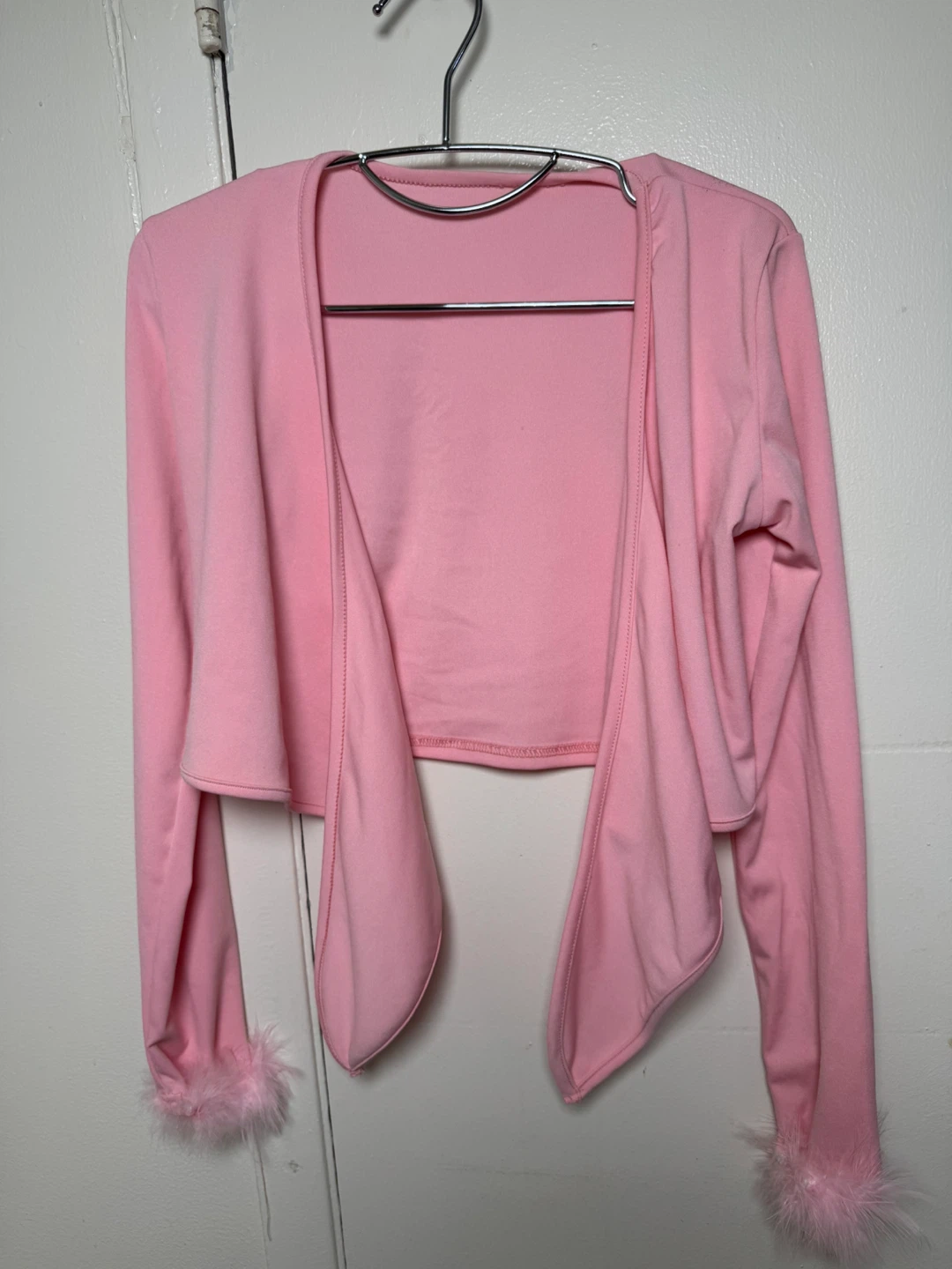 Pink Feather Trim Bolero Cardigan - photo 2