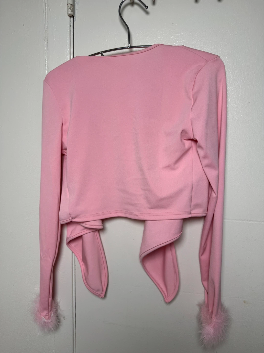 Pink Feather Trim Bolero Cardigan - photo 3