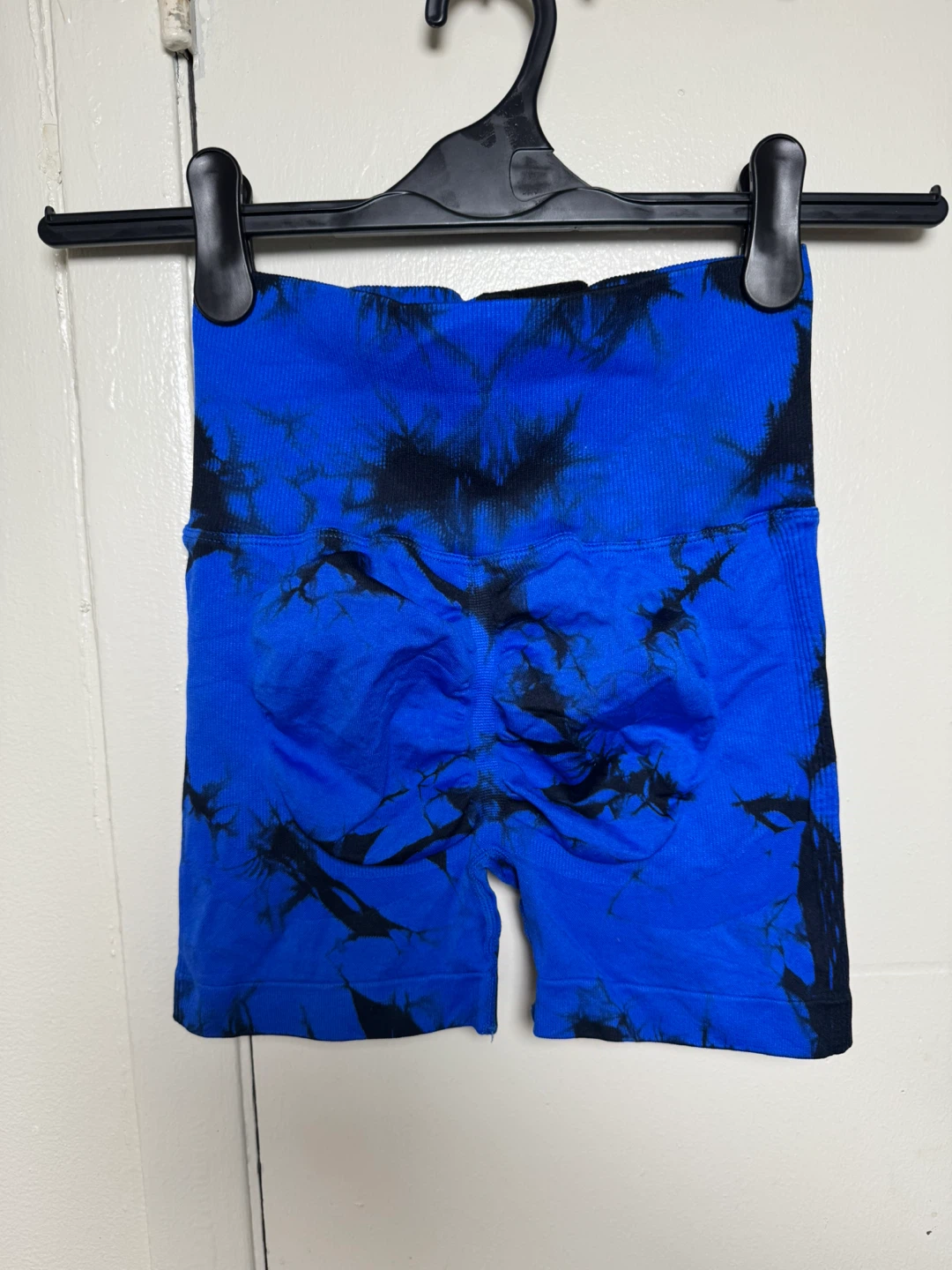 Blue Tie-Dye High-Waisted Biker Shorts
