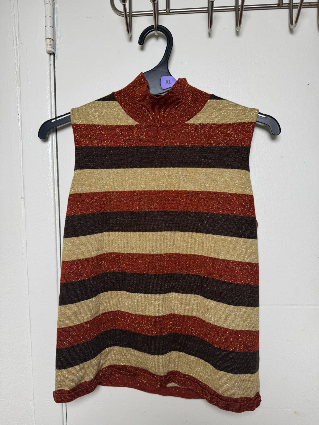 Kathi Lee Collection Sleeveless Mock Neck Metallic Striped Top
