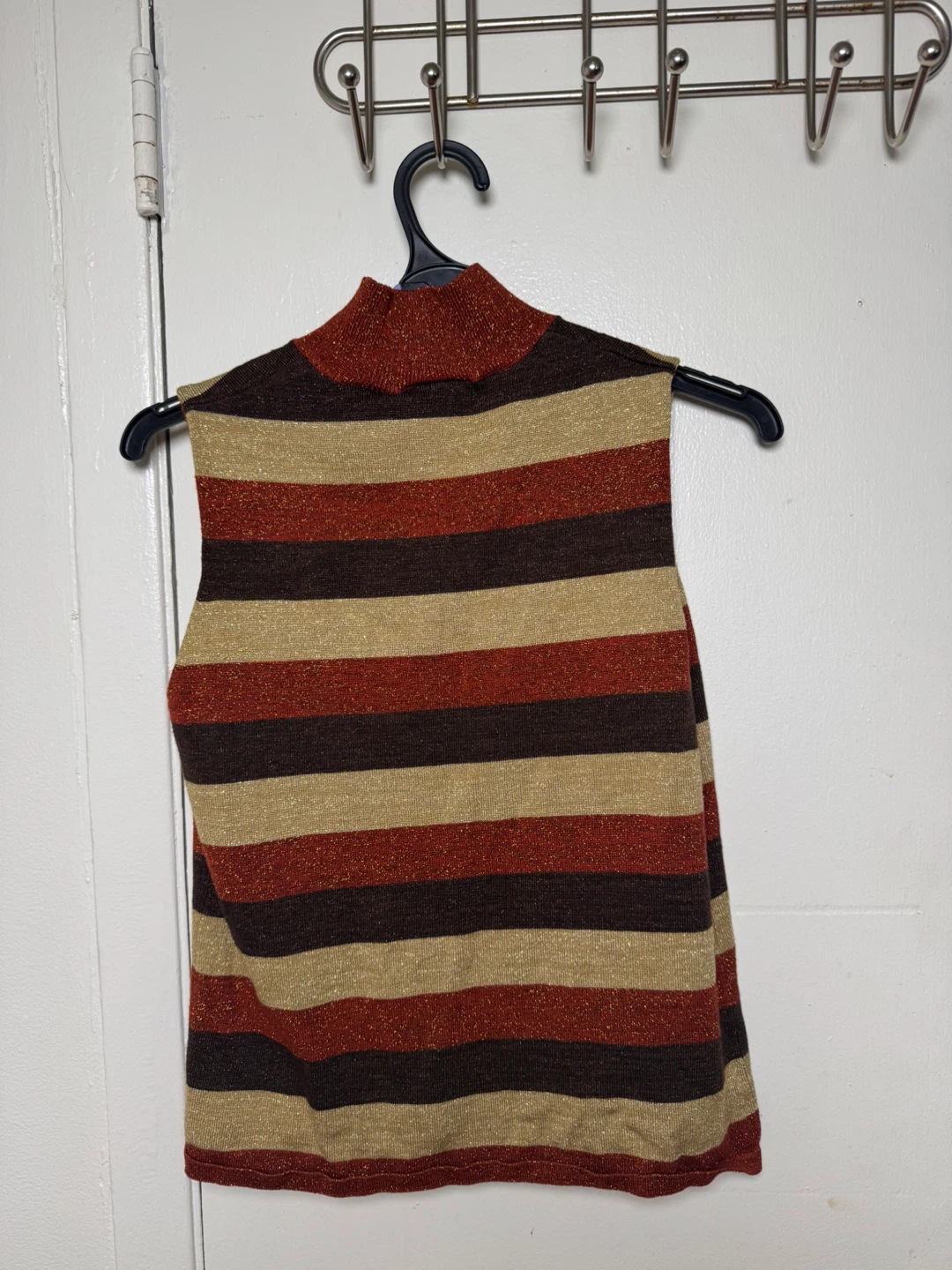 Kathi Lee Collection Sleeveless Mock Neck Metallic Striped Top - photo 2