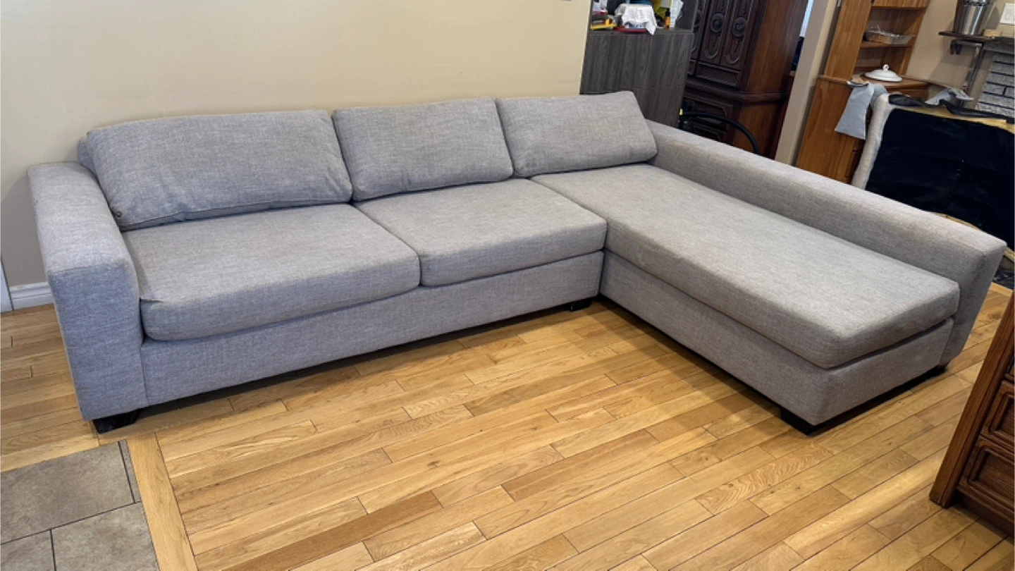 Modern Grey L-Shaped Sectional Sofa Left Chaise (CAN DELIVER)