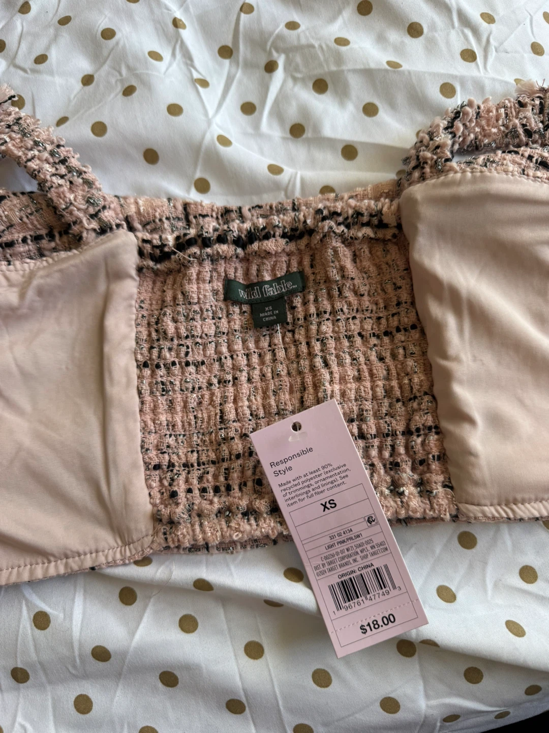 Wild Fable Pink Tweed Cropped Top XS - photo 3
