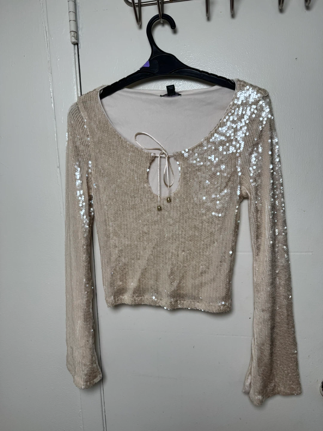 Wild Fable Women's Sequin Long Sleeve Top XS