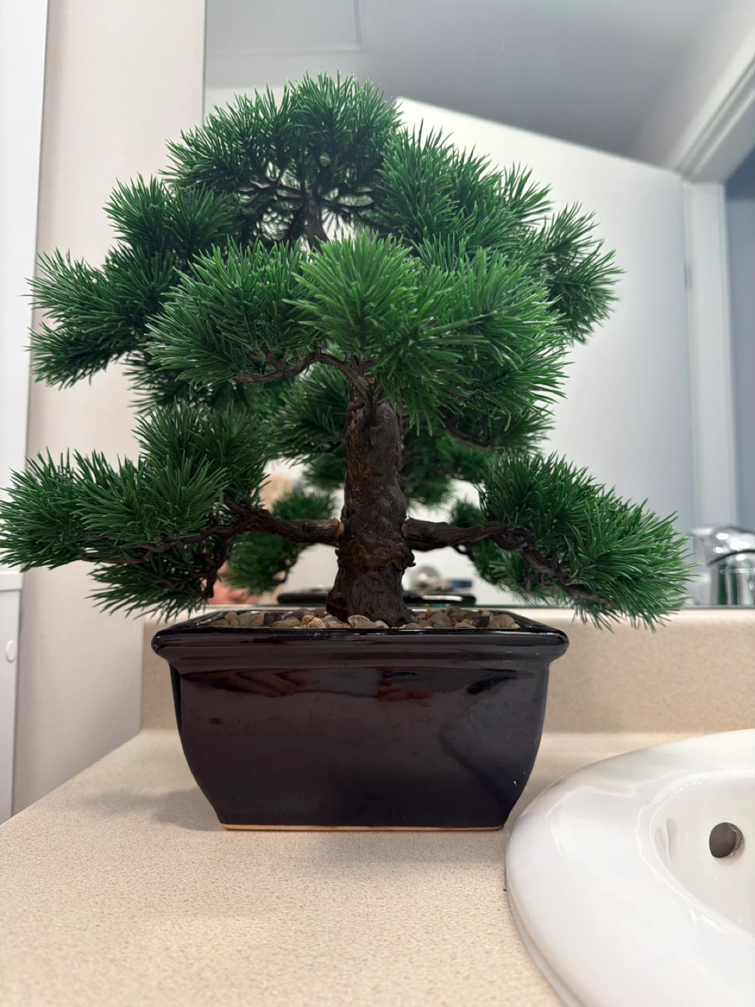 Artificial Bonsai Tree in Black Pot