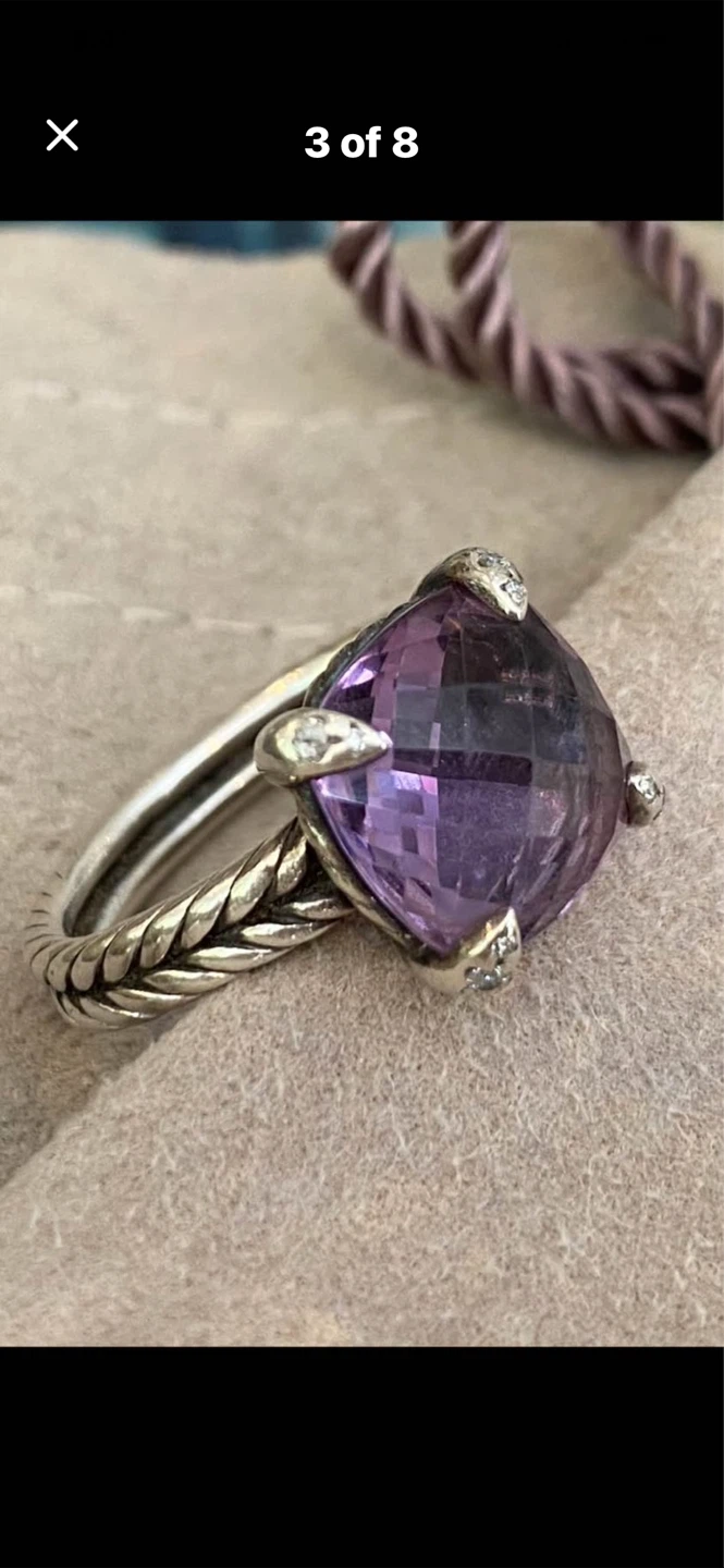 💜David Yurman Amethyst Diamond Ring - photo 4