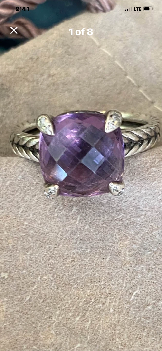 💜David Yurman Amethyst Diamond Ring - photo 2