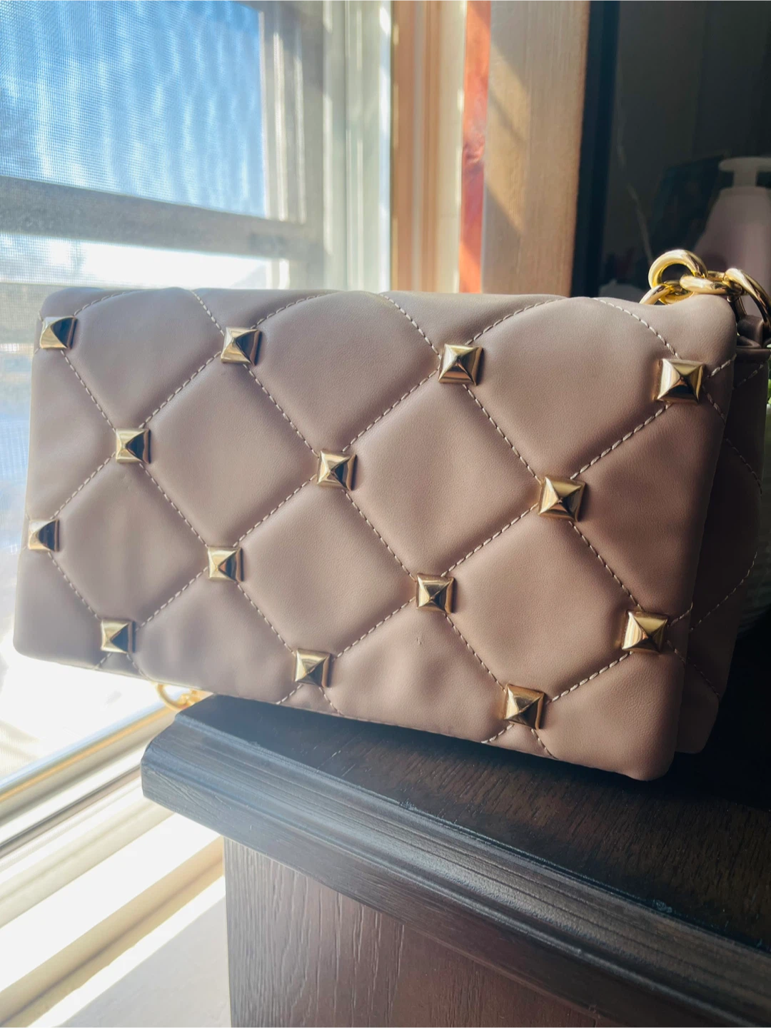 Quilted Studded Shoulder Bag