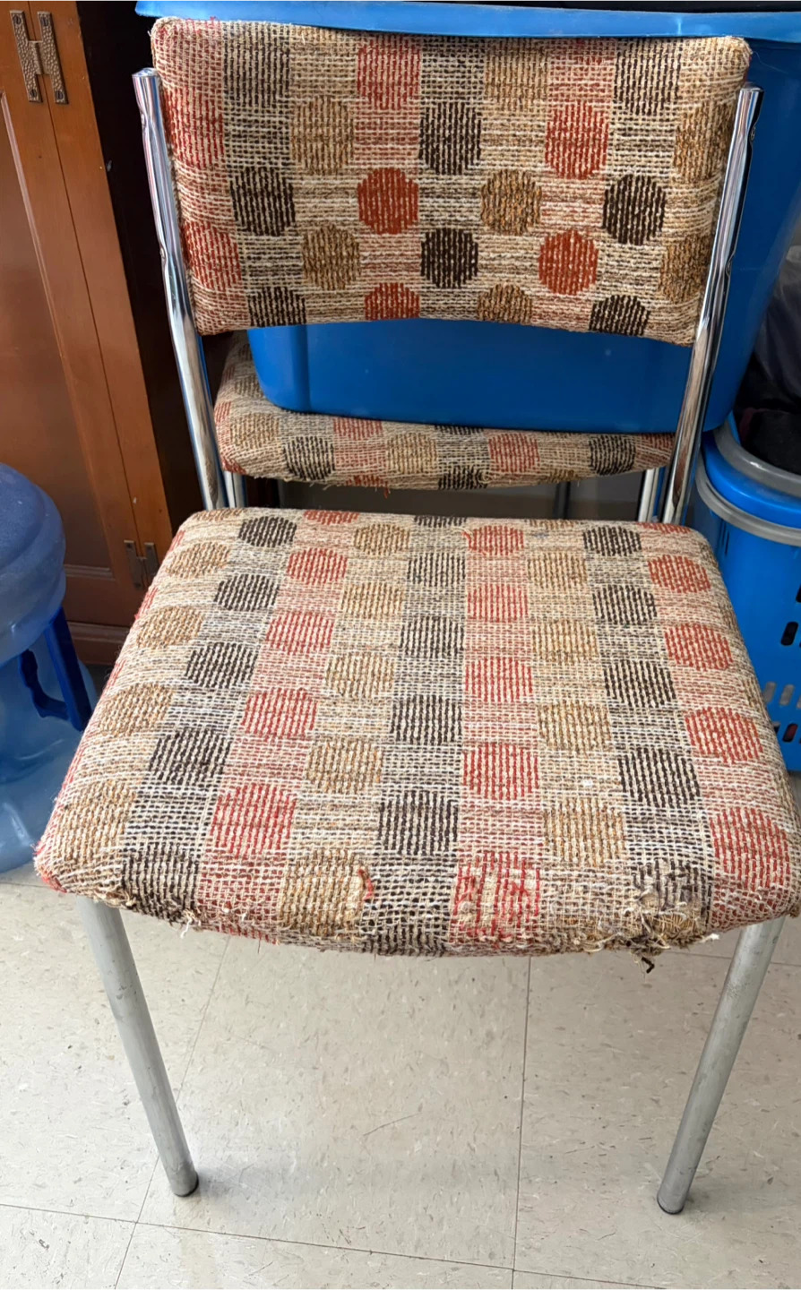 Vintage Dining Chair with Retro Pattern