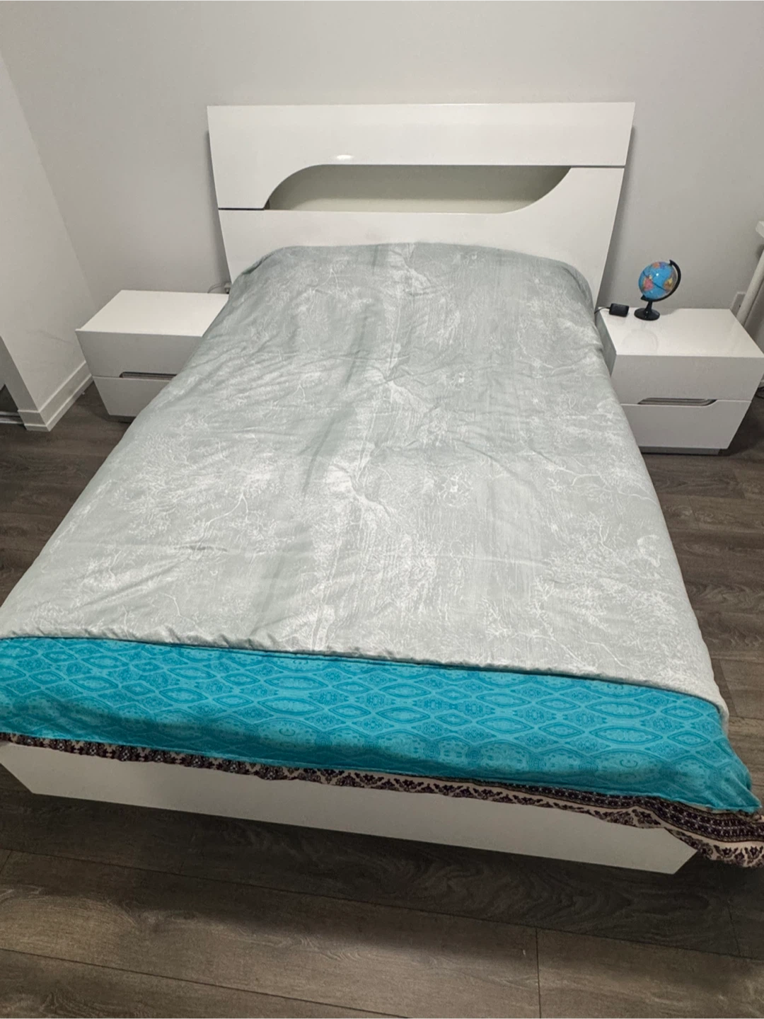 Modern White Queen Bed Frame with Headboard