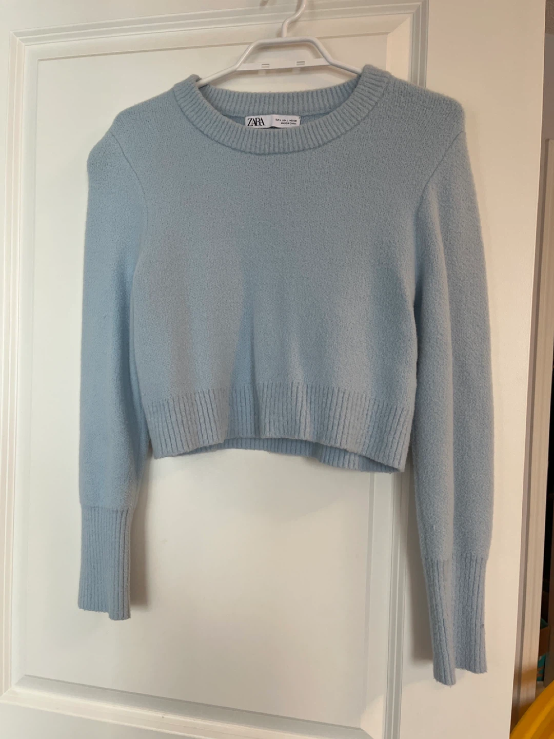 Zara Light Blue Crew Neck Sweater - Size Small