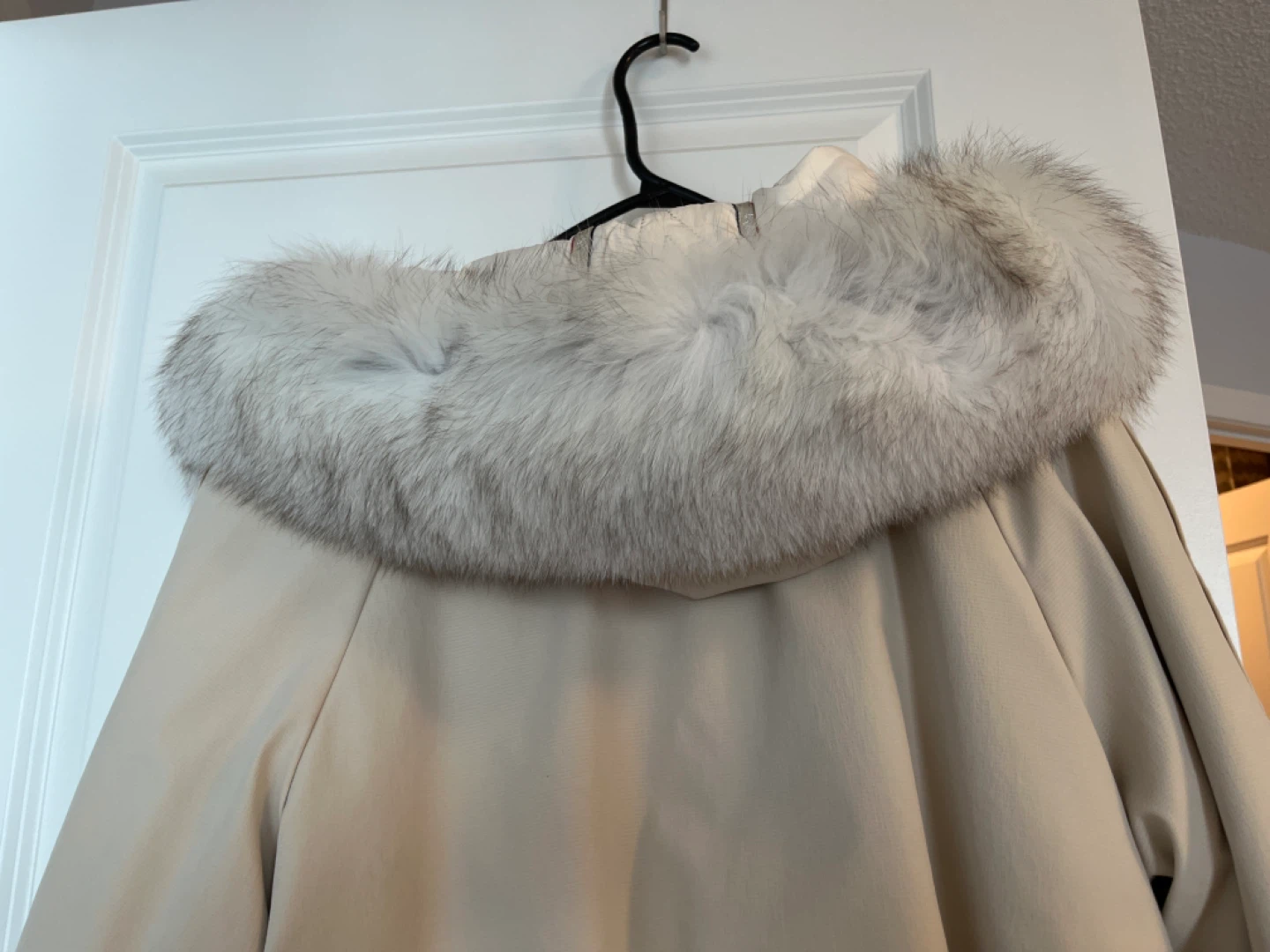 Beige Parka Coat with Faux Fur Hood - photo 2