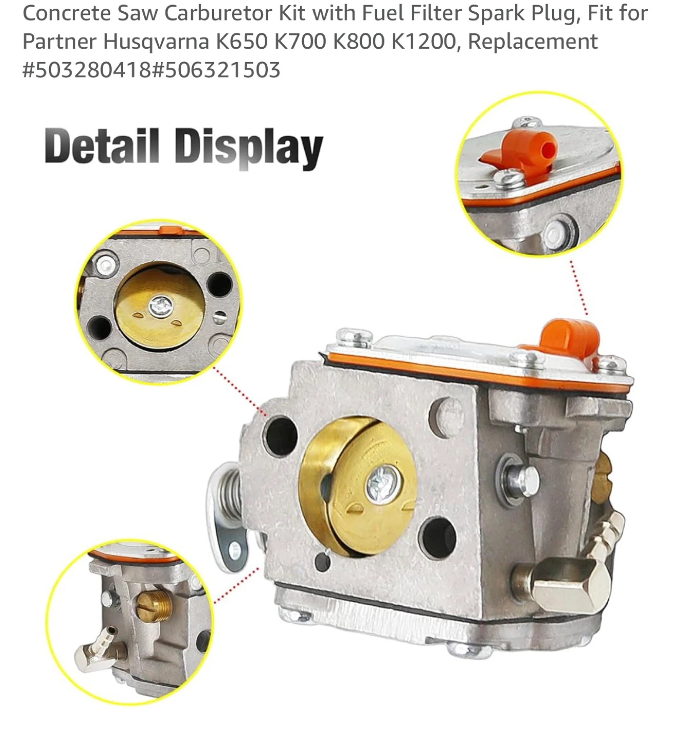 Carburetor Kit for Partner Husqvarna K650 K700 K800 K1200