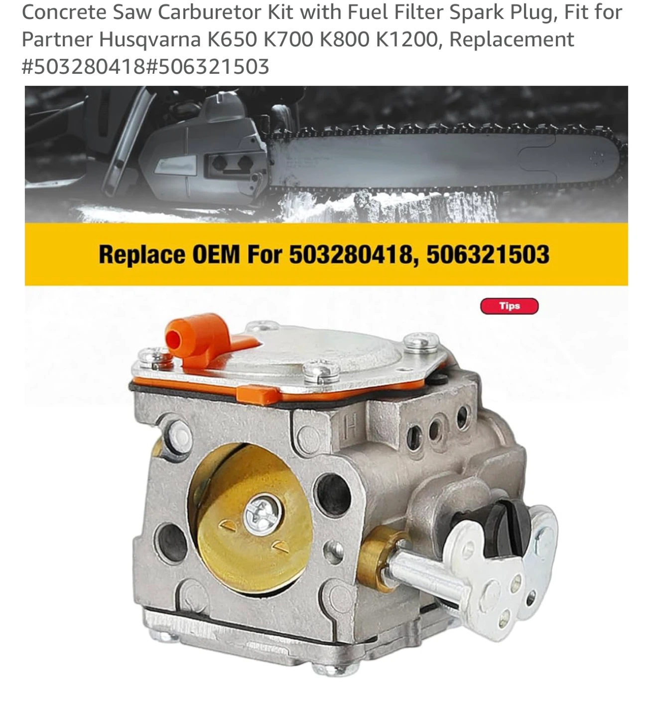 Carburetor Kit for Partner Husqvarna K650 K700 K800 K1200 - photo 2