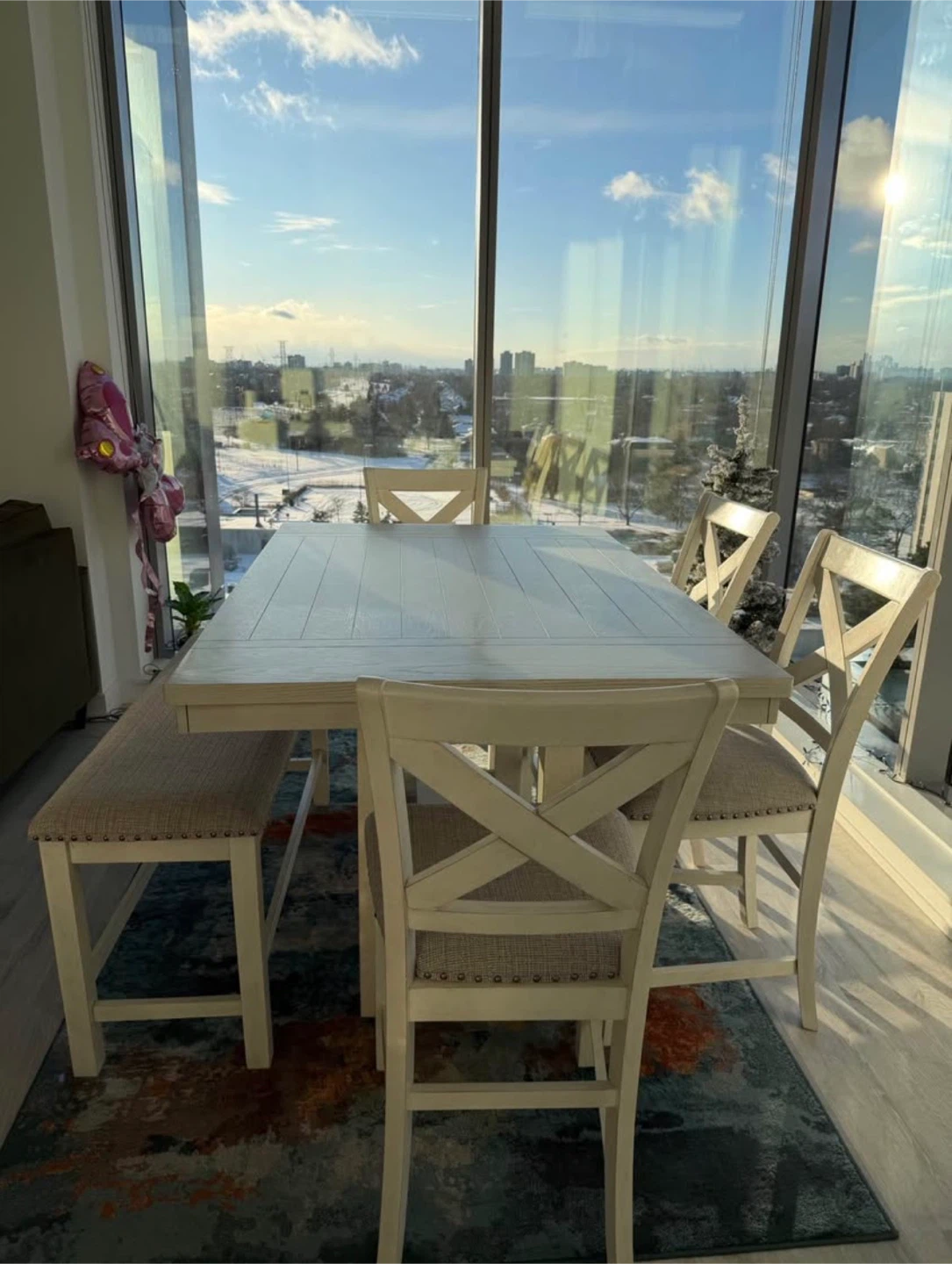 Dining Table Set with 4 Chairs and Bench