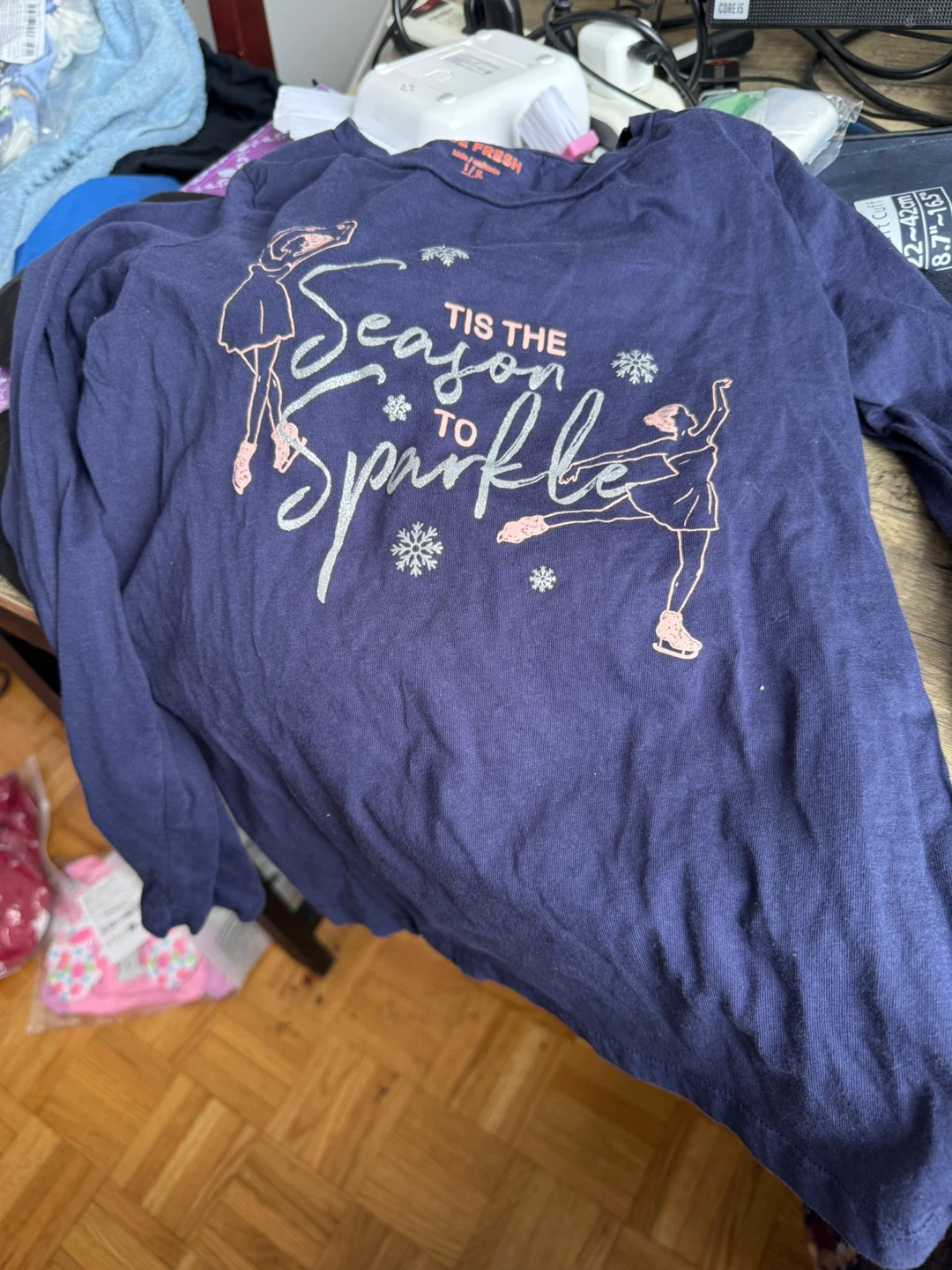 Navy Blue 'Tis the Season to Sparkle' Long Sleeve Shirt