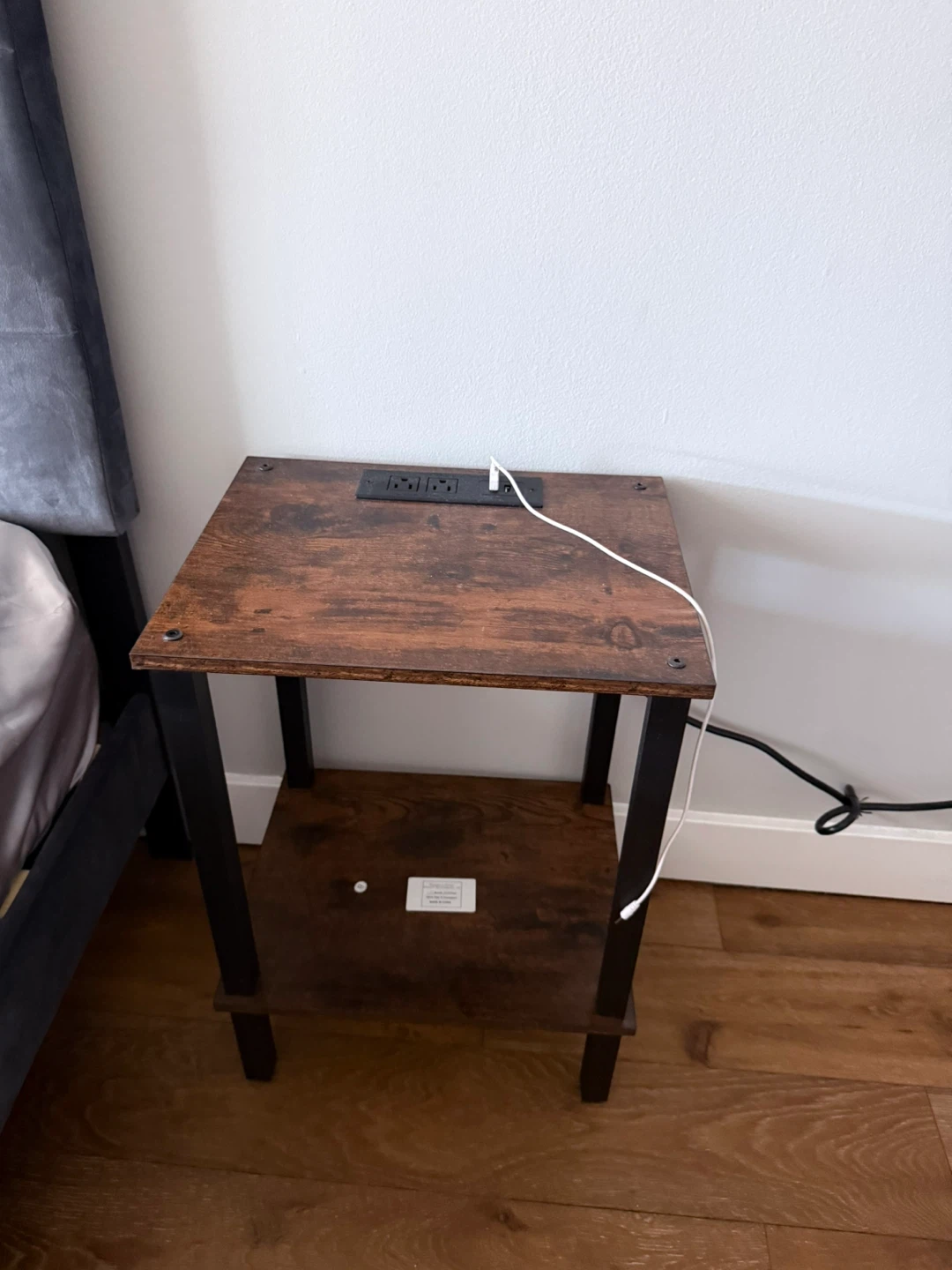 Pair of Brown End Table with Built-in Outlet