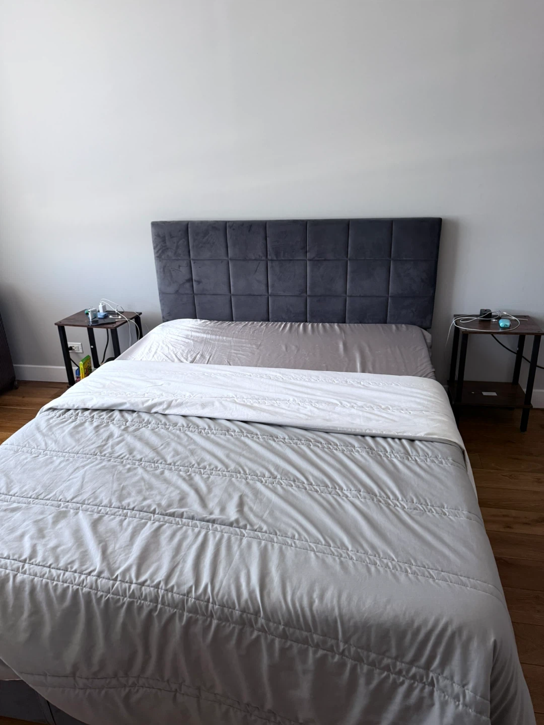 Queen sized Metal Bed with built-in storage