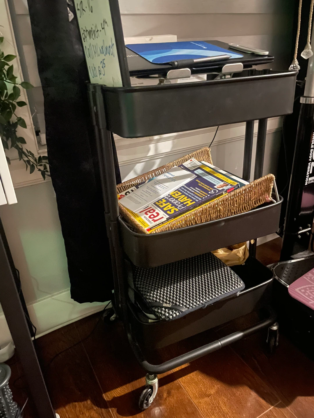 Black 3-Tier Rolling Cart